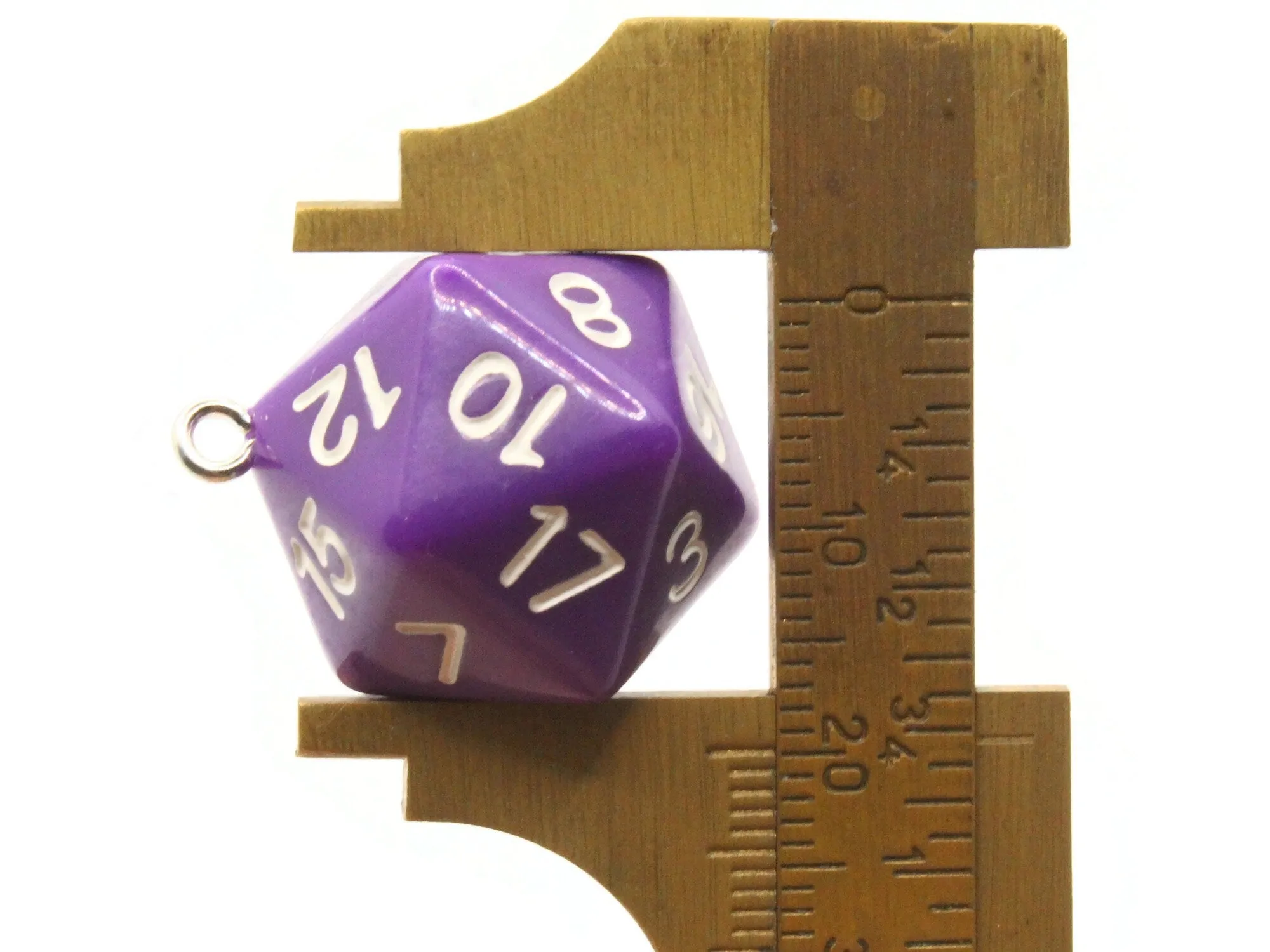 2 20mm Purple Resin D20 20 Sided Dice Charms