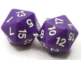 2 20mm Purple Resin D20 20 Sided Dice Charms