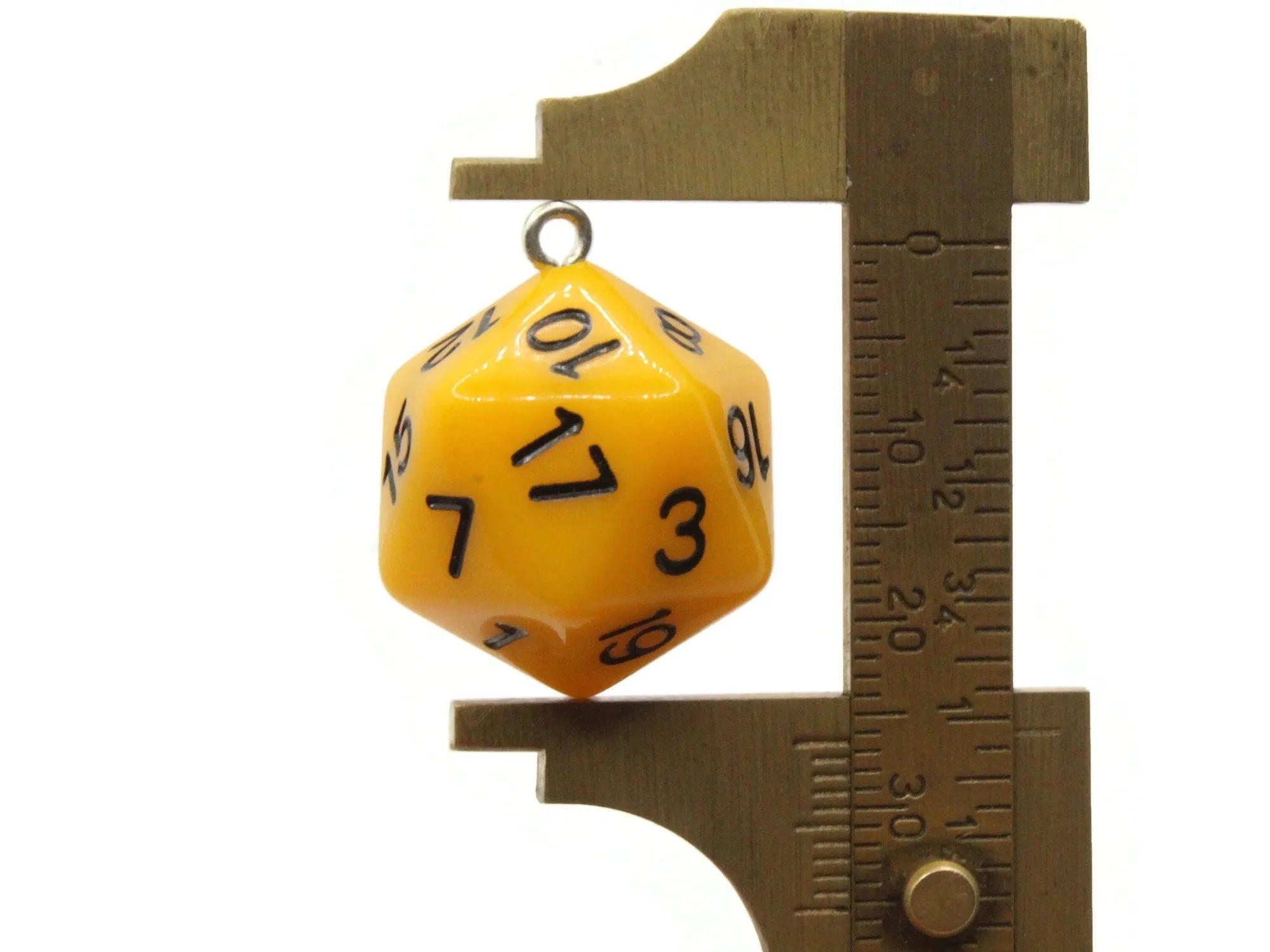 2 20mm Yellow Resin D20 20 Sided Dice Charms
