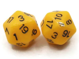 2 20mm Yellow Resin D20 20 Sided Dice Charms