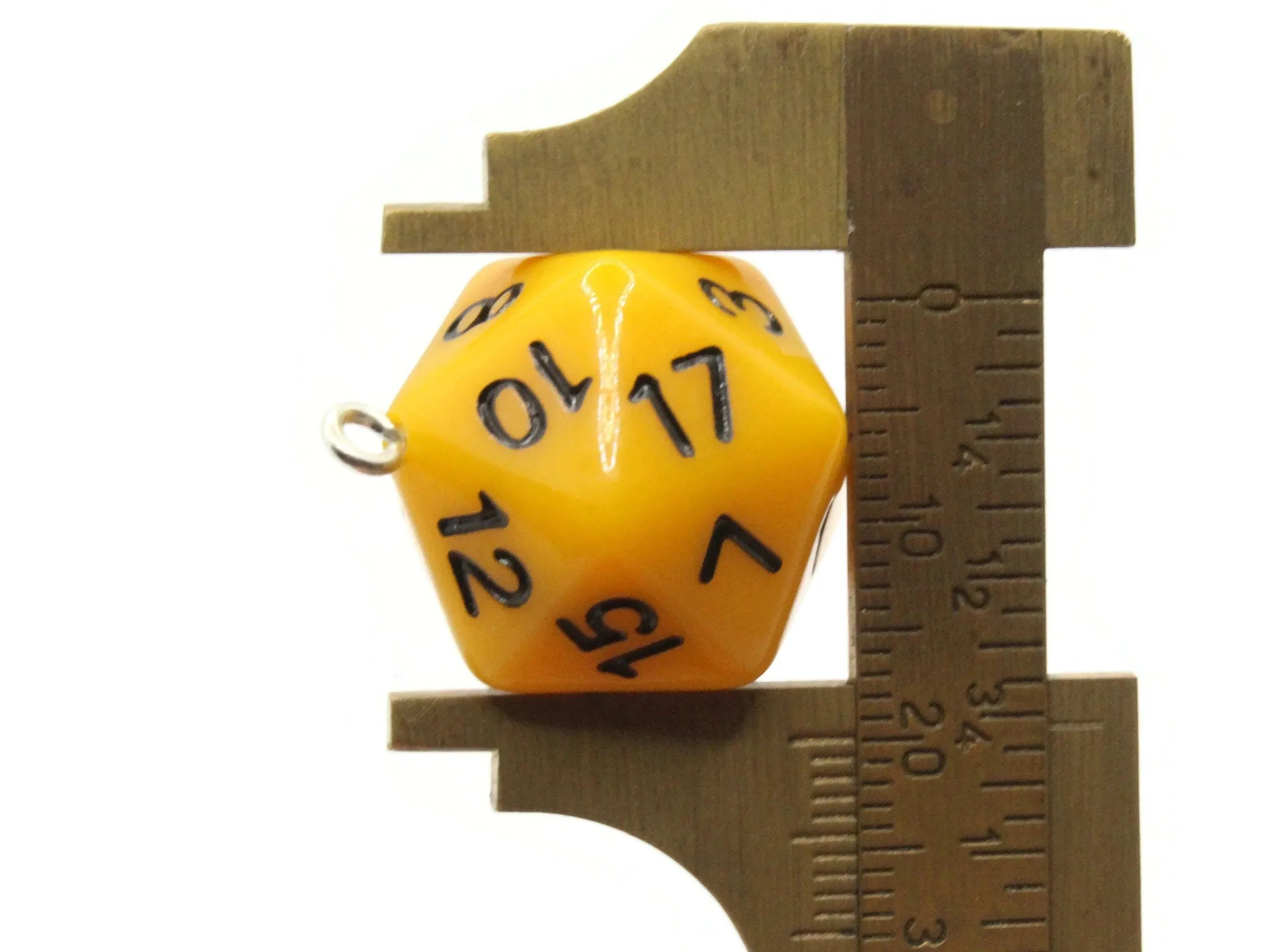 2 20mm Yellow Resin D20 20 Sided Dice Charms
