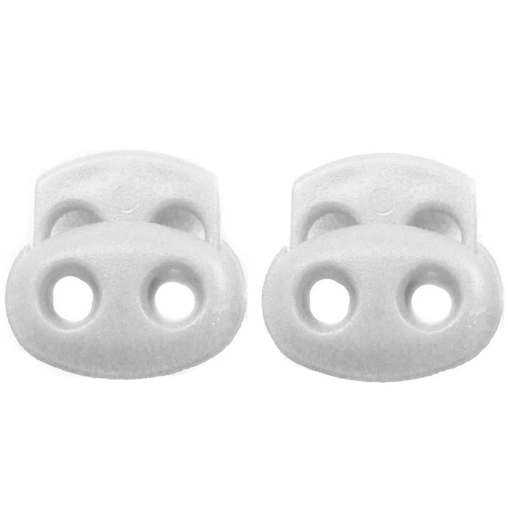 2 Shoe Lace Shoelace Buckle Rope Clamp Cord Lock Stopper Run Sports White New !!