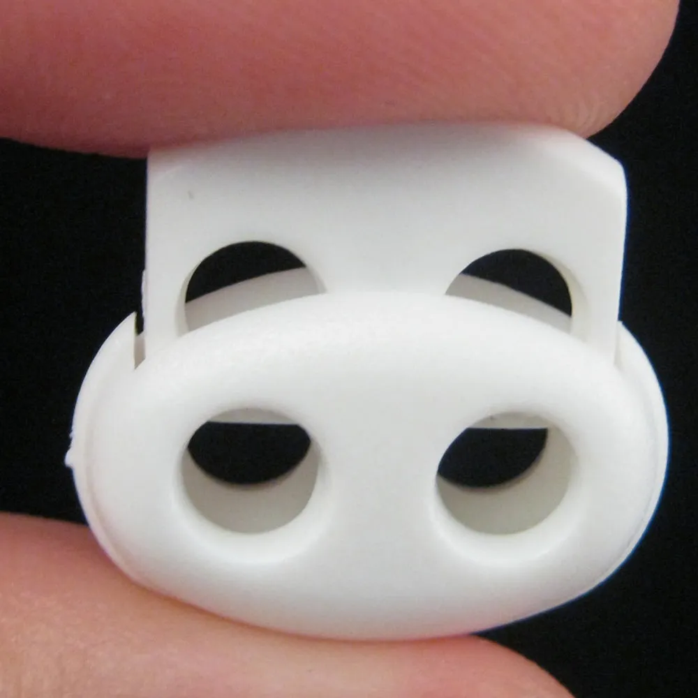 2 Shoe Lace Shoelace Buckle Rope Clamp Cord Lock Stopper Run Sports White New !!