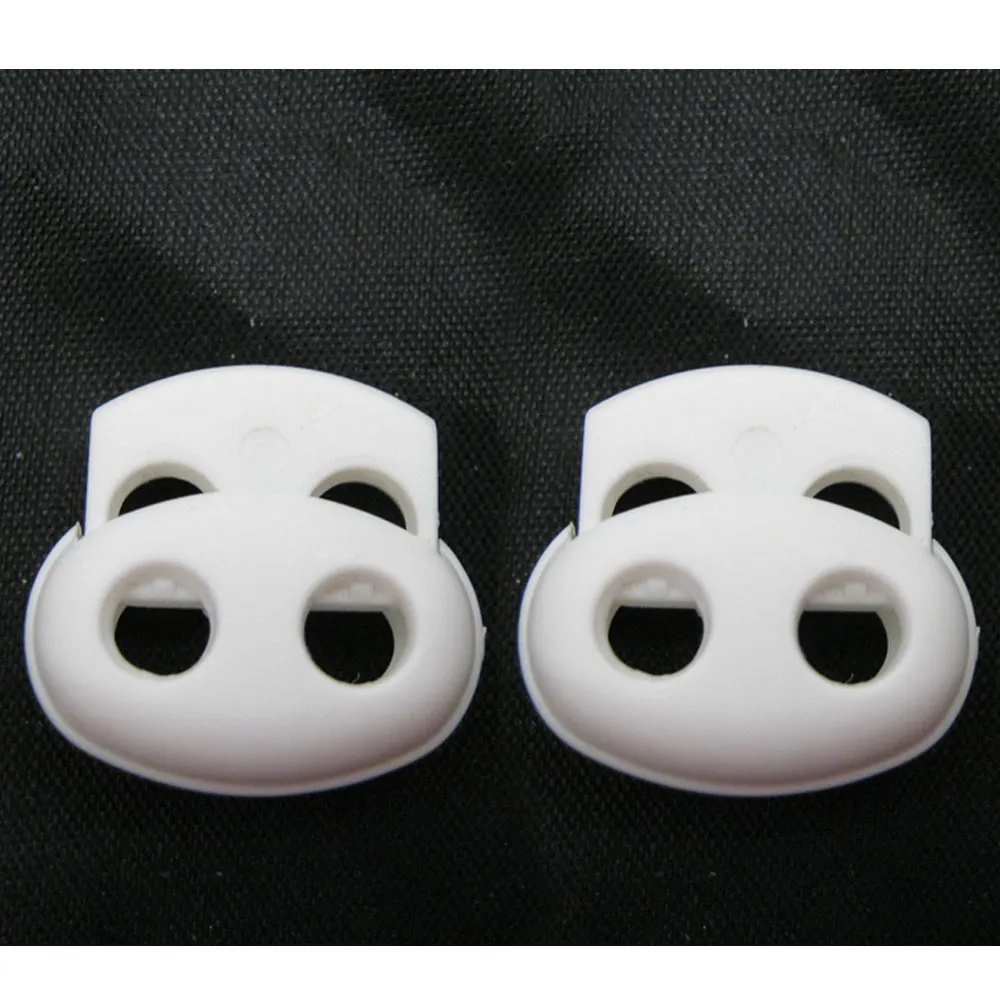 2 Shoe Lace Shoelace Buckle Rope Clamp Cord Lock Stopper Run Sports White New !!