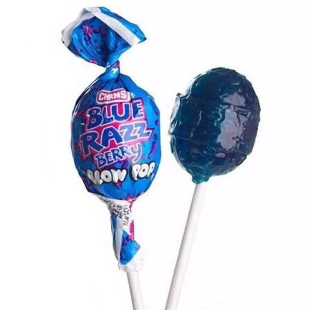 30 Pc Lollipops Charms Blow Pops Blue Razz Raspberry Sweet Sour Suckers Treats