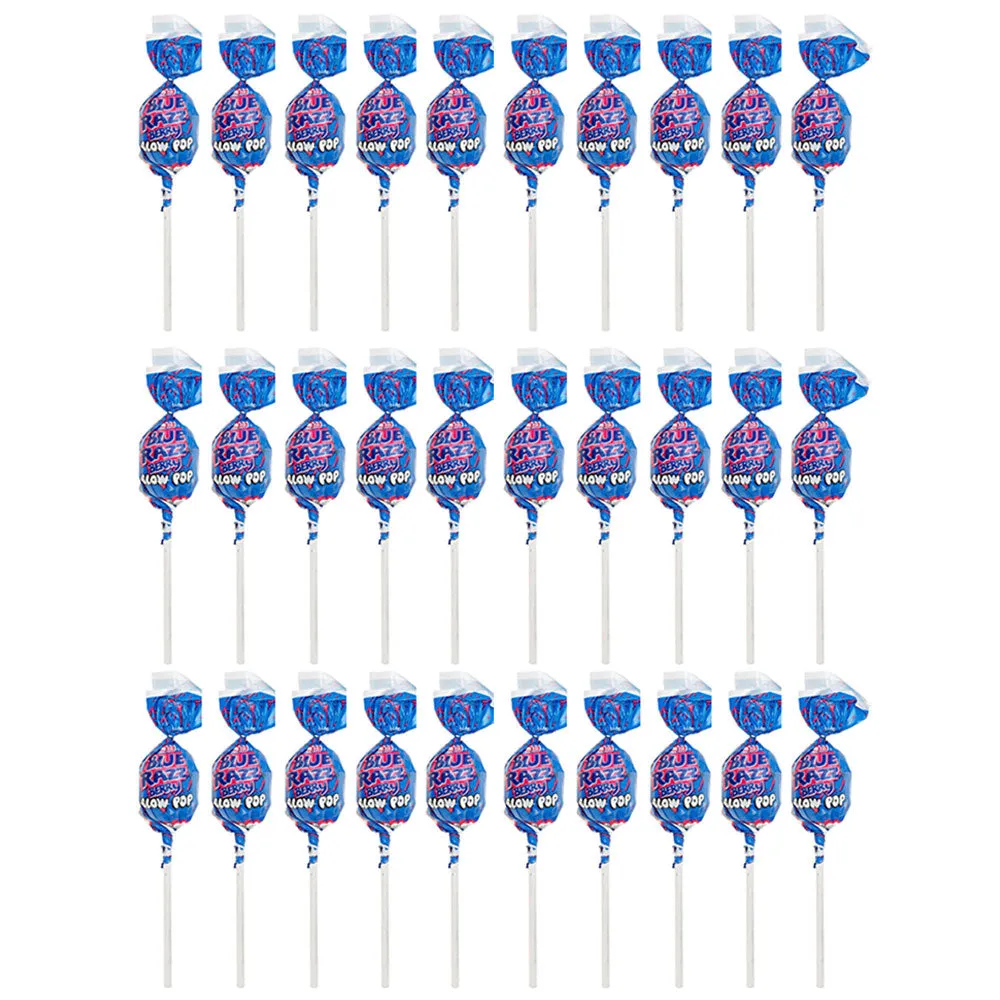 30 Pc Lollipops Charms Blow Pops Blue Razz Raspberry Sweet Sour Suckers Treats
