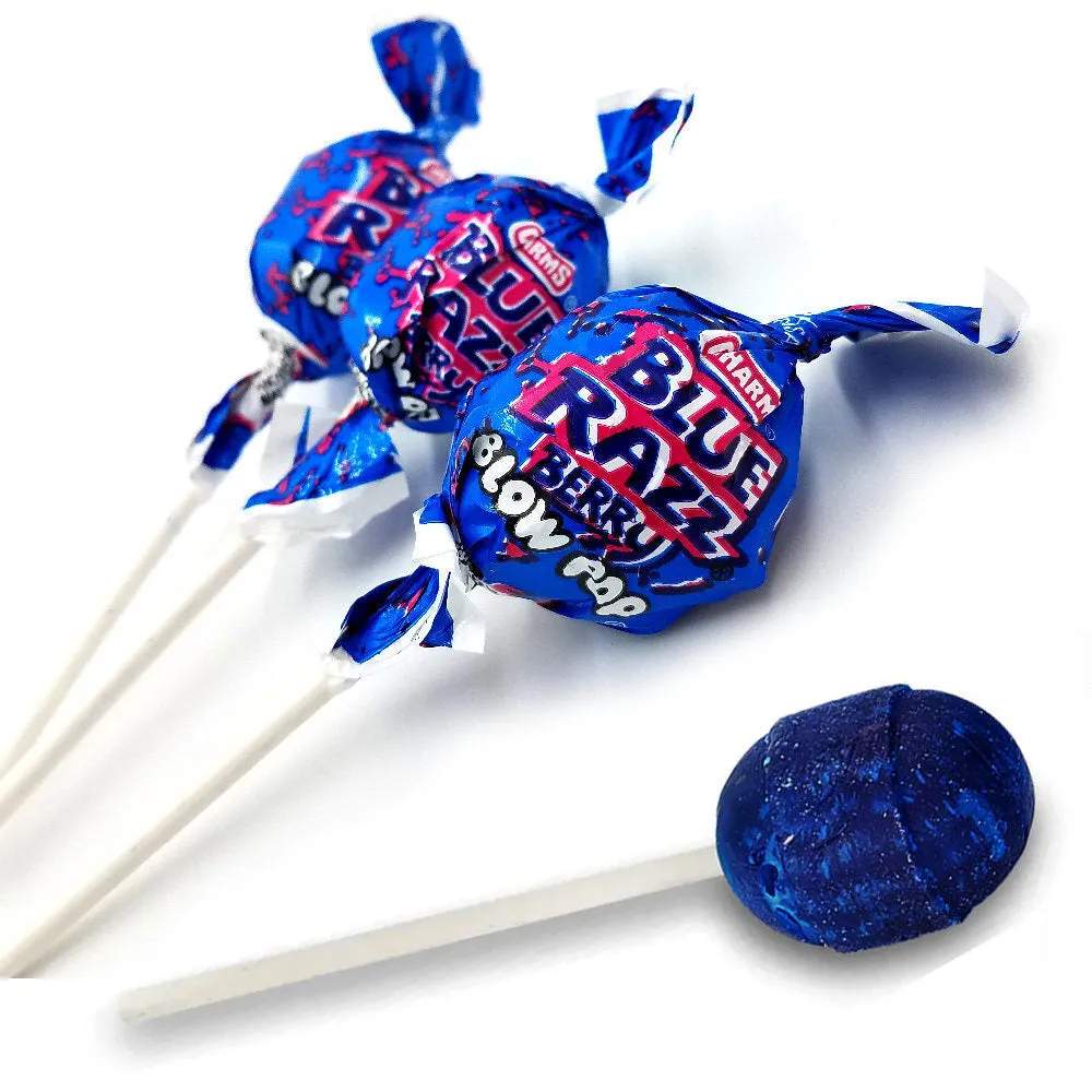 30 Pc Lollipops Charms Blow Pops Blue Razz Raspberry Sweet Sour Suckers Treats