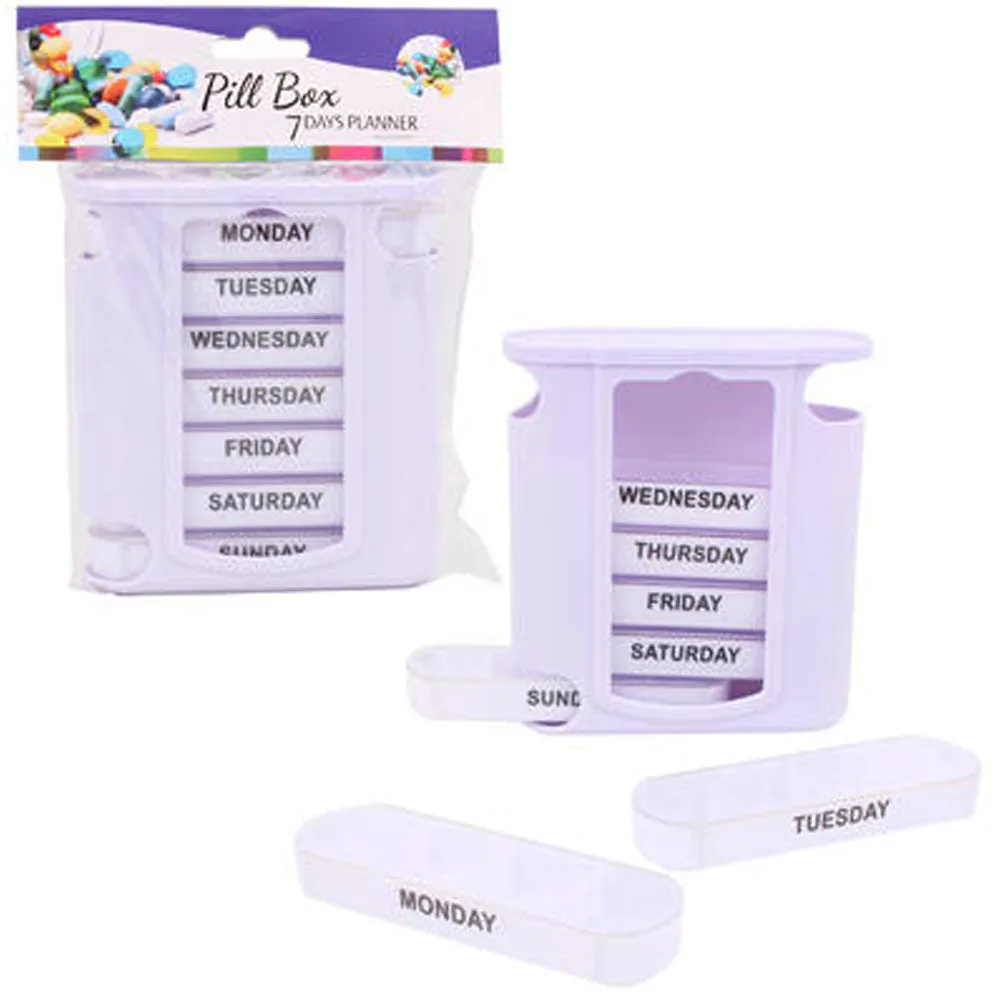 4 Pc Weekly Pill Box Organizer Storage 7 Day Medicine Travel Portable Container