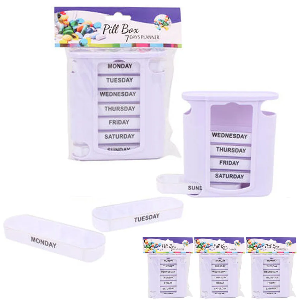 4 Pc Weekly Pill Box Organizer Storage 7 Day Medicine Travel Portable Container