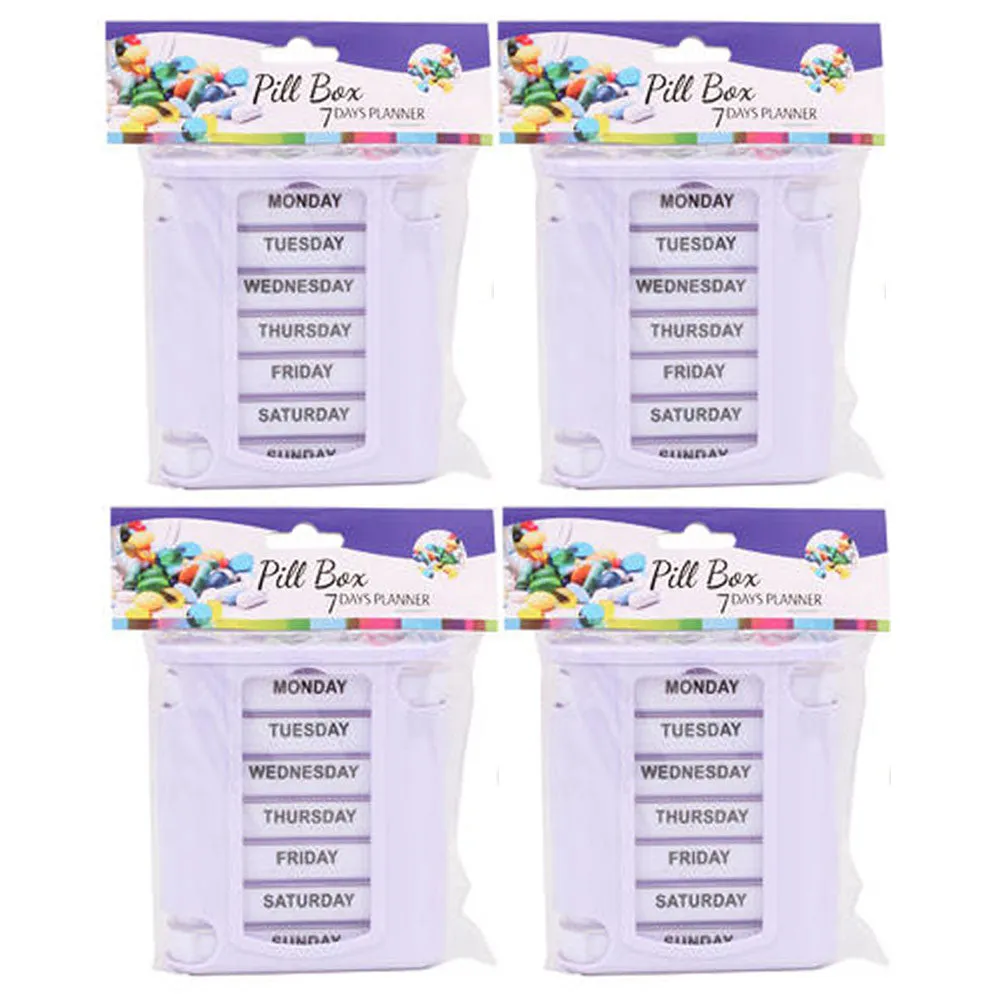 4 Pc Weekly Pill Box Organizer Storage 7 Day Medicine Travel Portable Container