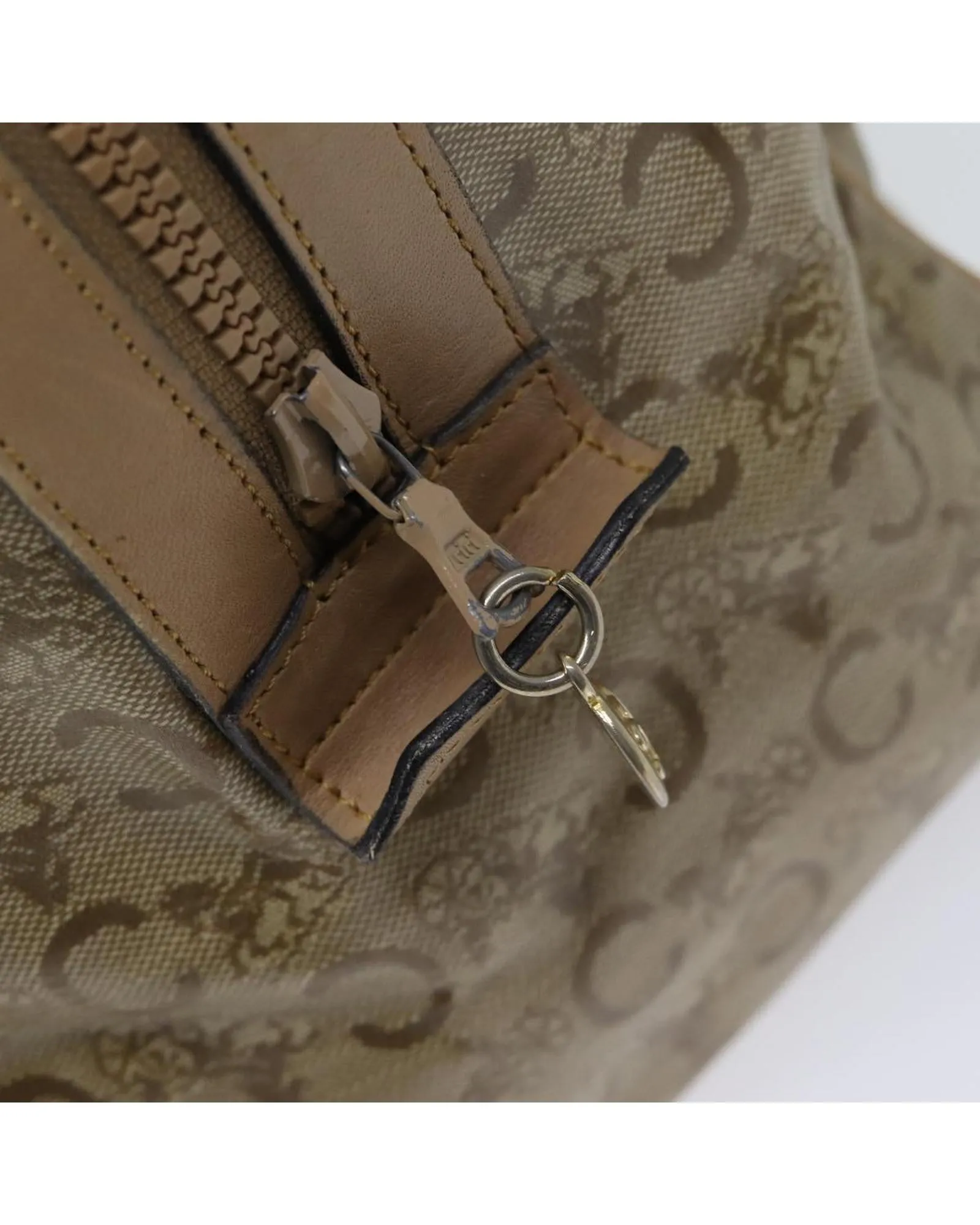 Beige Macadam Canvas Boston Bag with Accessories Made in Italy