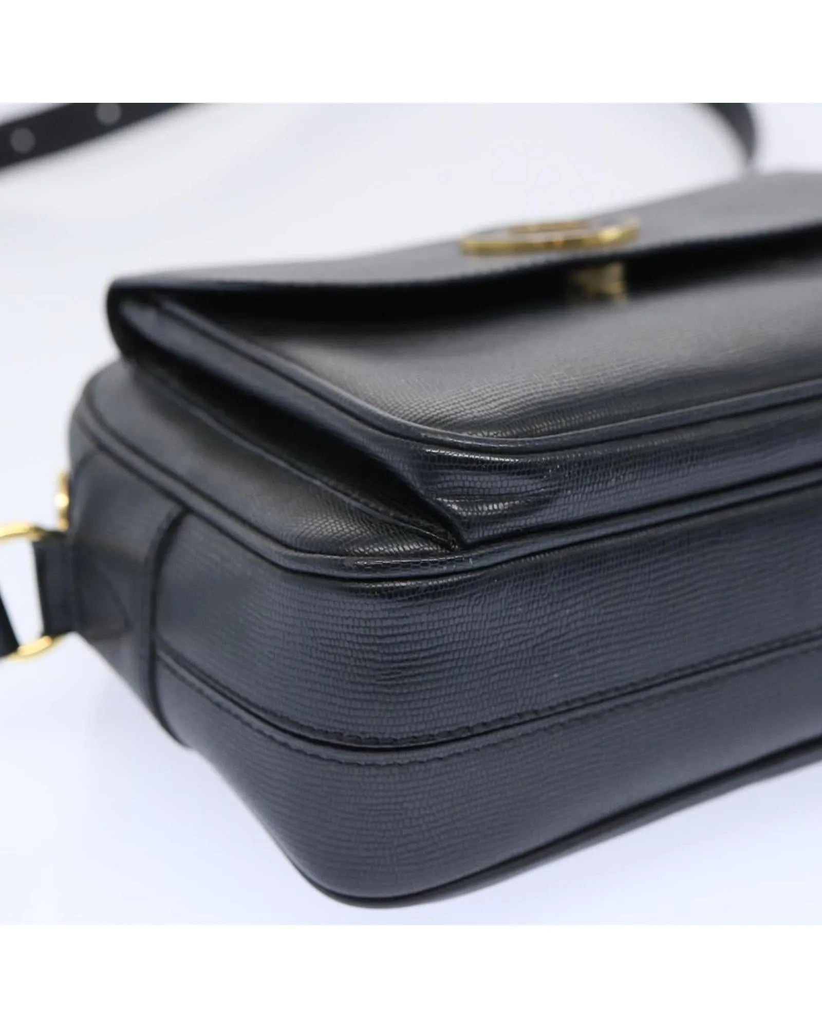 Black Leather Shoulder Bag with Adjustable Strap by Celine - Rank C (ep3112)