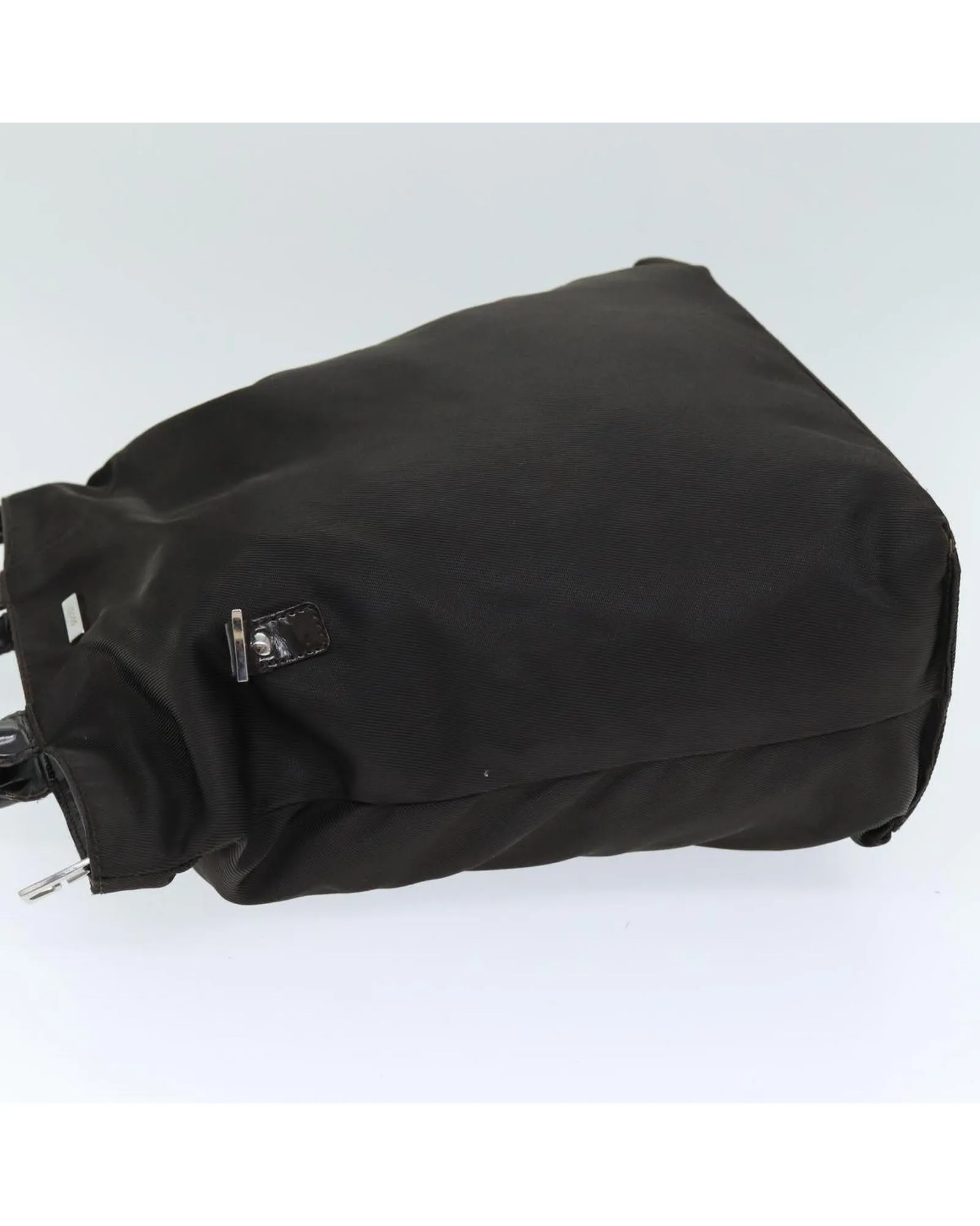 Brown Nylon Tote Bag with Shoulder Strap - Italian Made