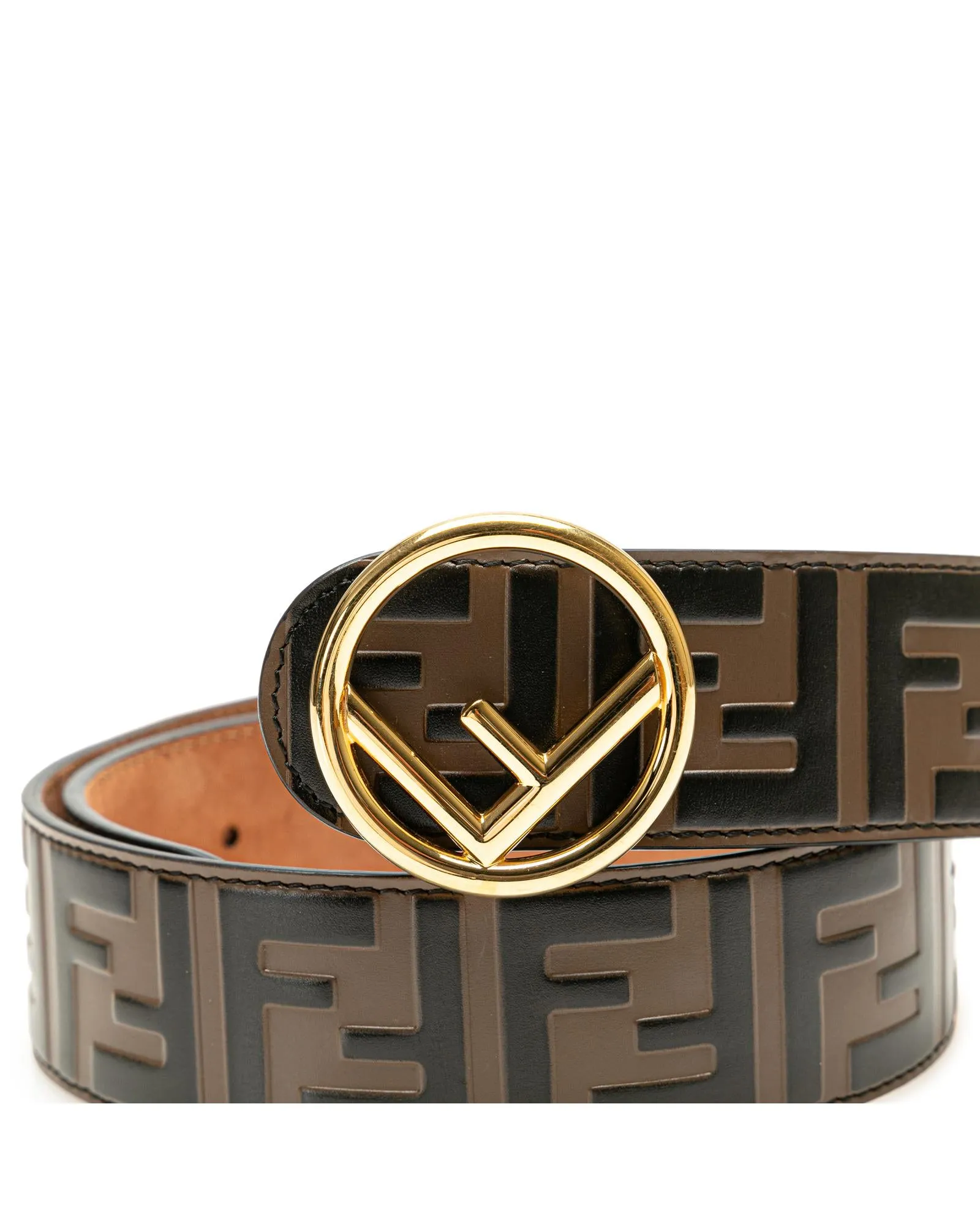 Embossed Leather Belt with Metal Buckle