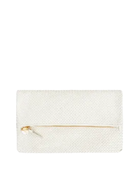 Foldover Woven Clutch in Brie