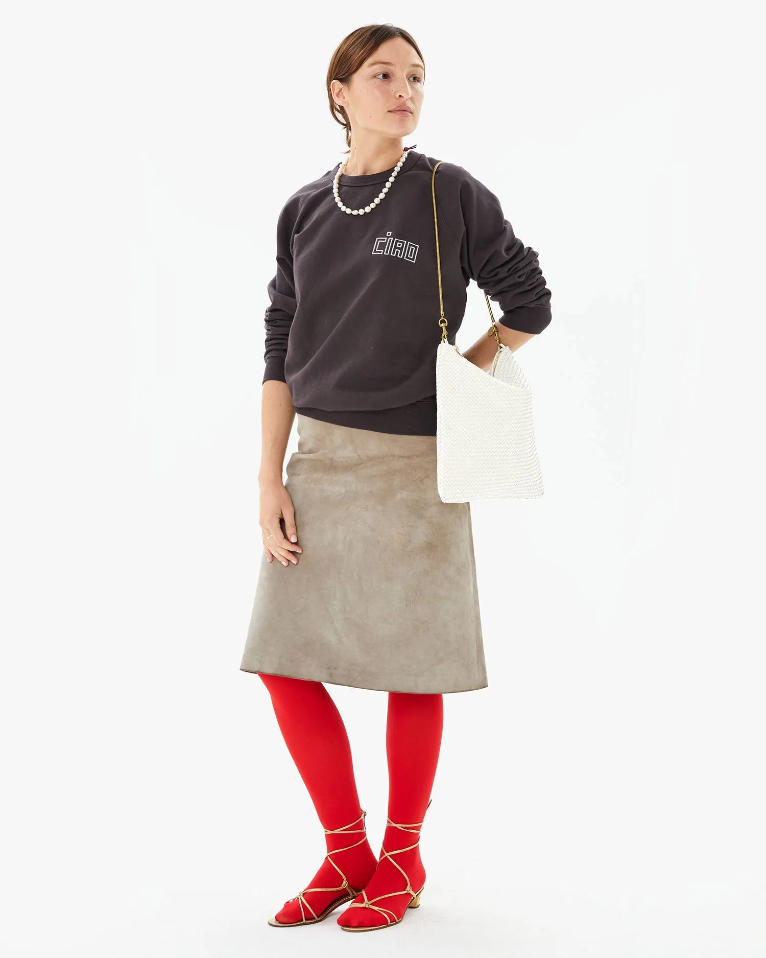Foldover Woven Clutch in Brie