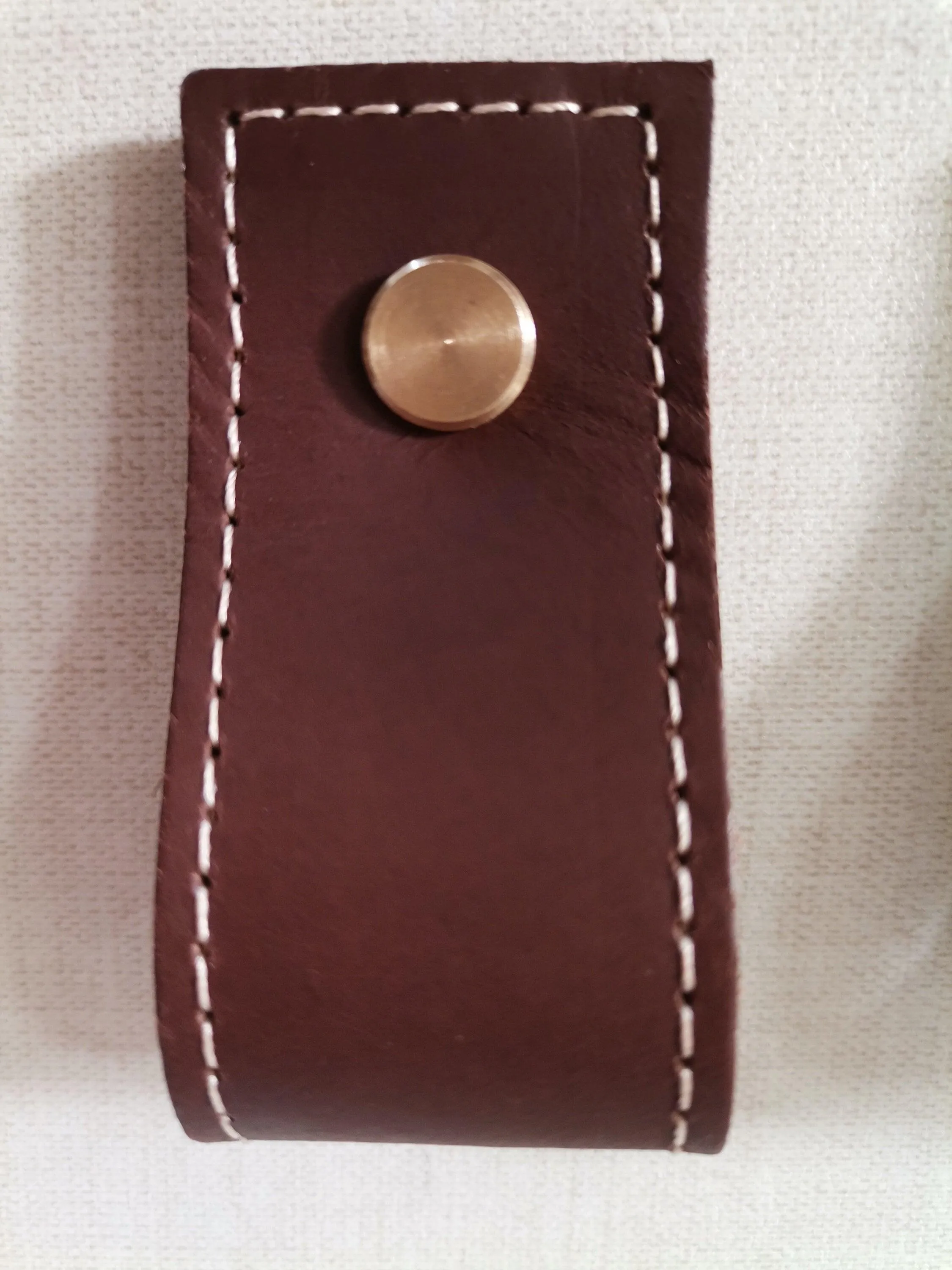 Leather drawer pulls, furniture leather knobs for cabinet doors, stitched and rectangle, width 3 cm (1" 3/16 inches)