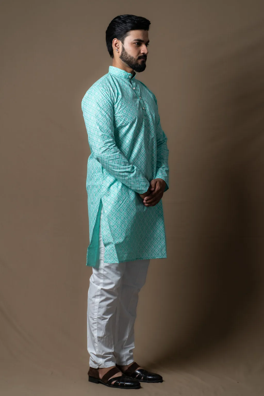 PEACOCK PRINTED KURTA PAJAMA