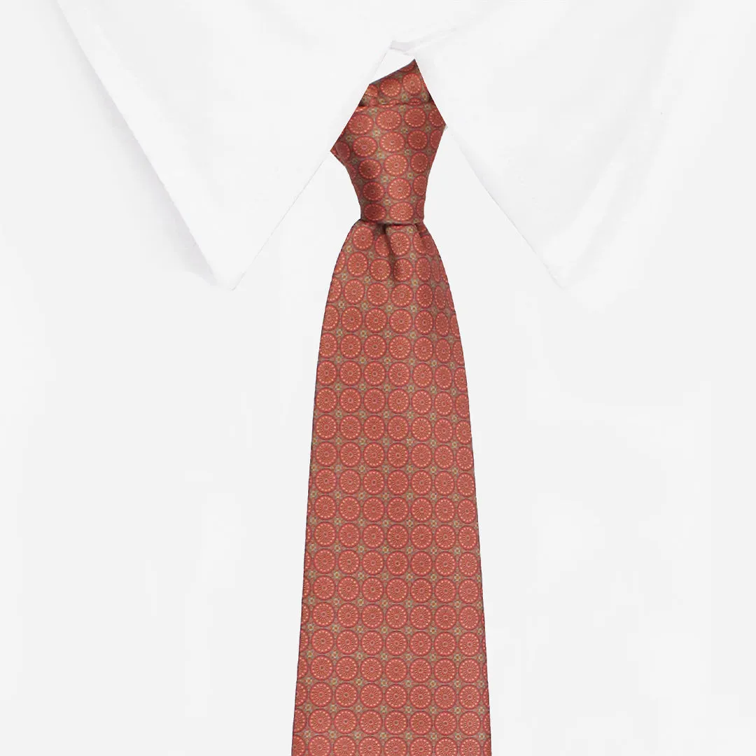 Peluche Autumn Blossom Red Broad Neck Tie & Pocket Square Set for Men