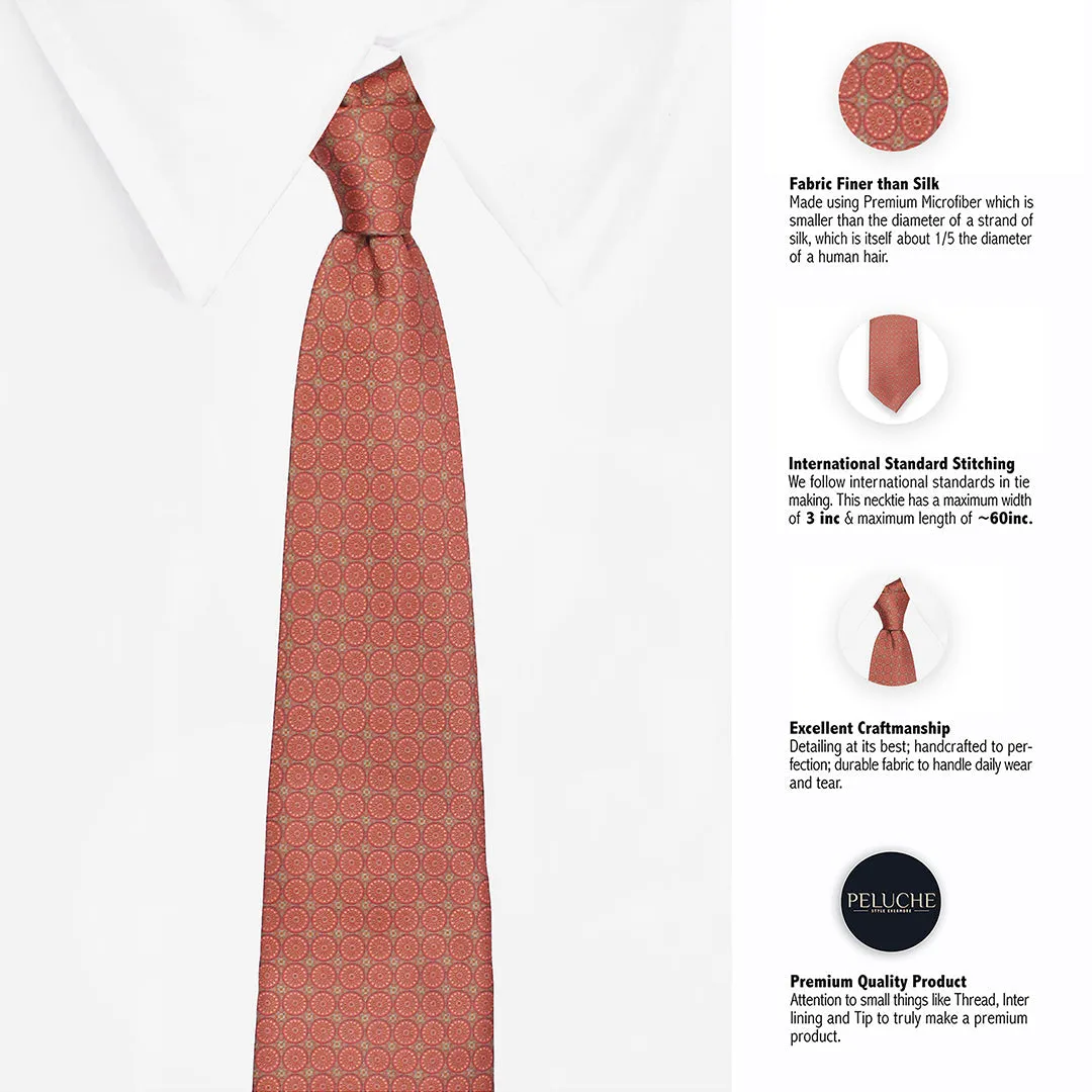 Peluche Autumn Blossom Red Broad Neck Tie & Pocket Square Set for Men