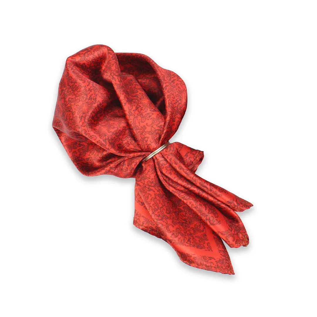 Peluche Scarlet Blossom Red Broad Neck Tie & Pocket Square Set for Men