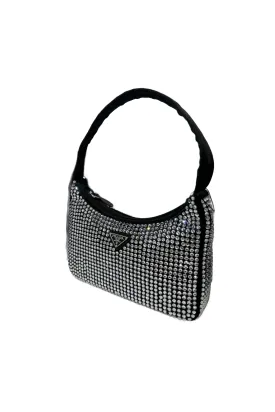 Rada Rhinestone Shoulder Bag (Silver/Black)