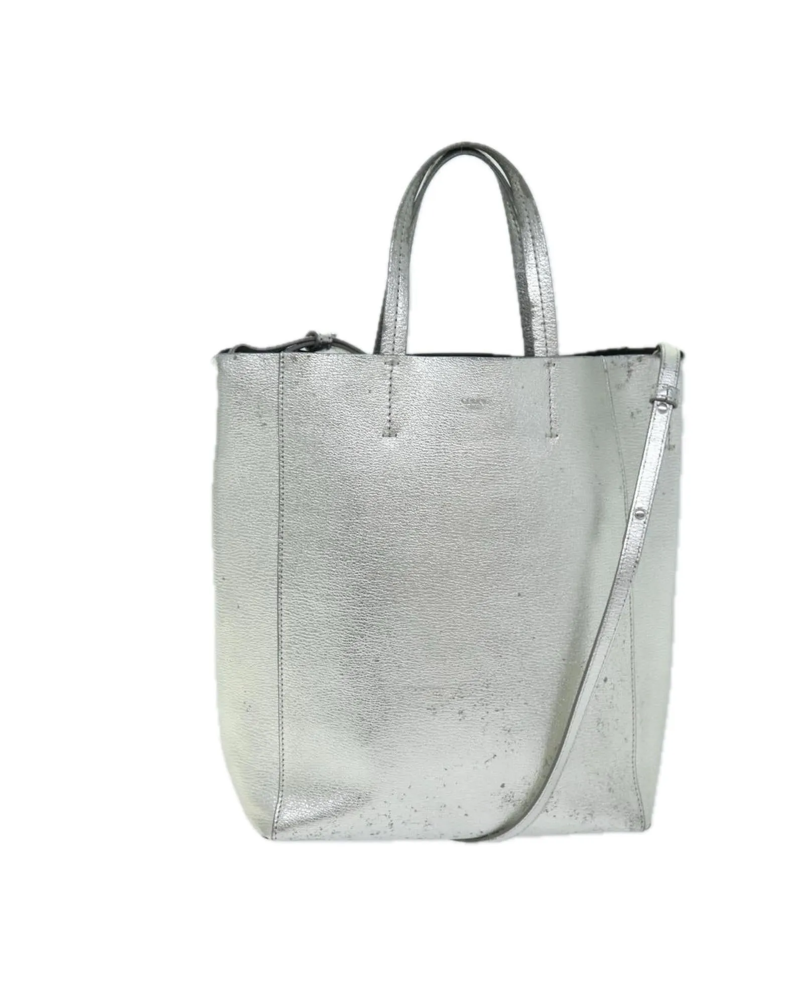 Silver Leather 2way Hand Bag by Celine - Authentic