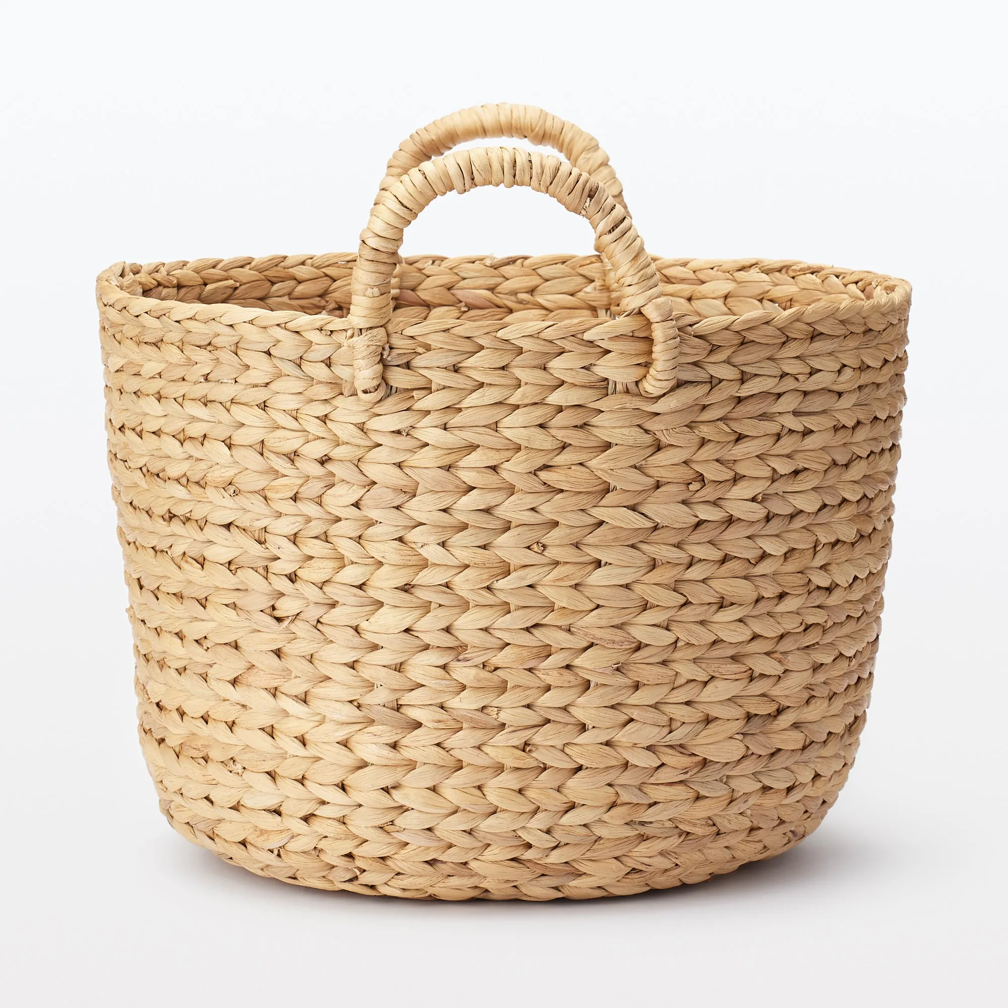 Water Hyacinth Basket with Handles - Round - Small Dia. 37 x H26 cm