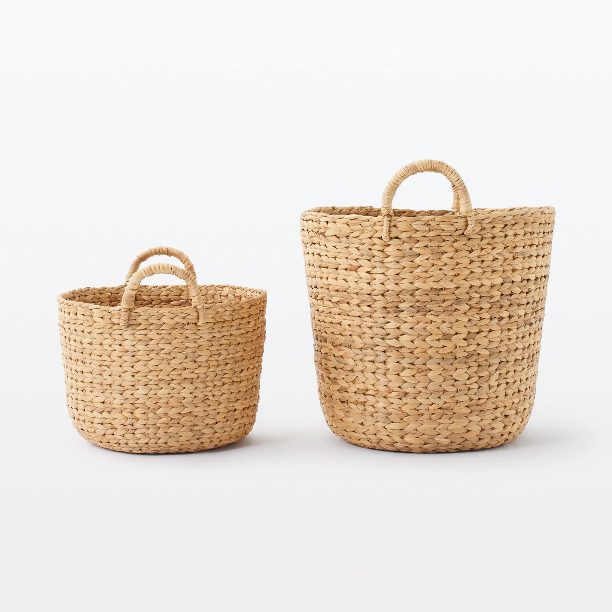 Water Hyacinth Basket with Handles - Round - Small Dia. 37 x H26 cm