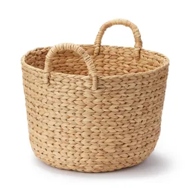 Water Hyacinth Basket with Handles - Round - Small Dia. 37 x H26 cm
