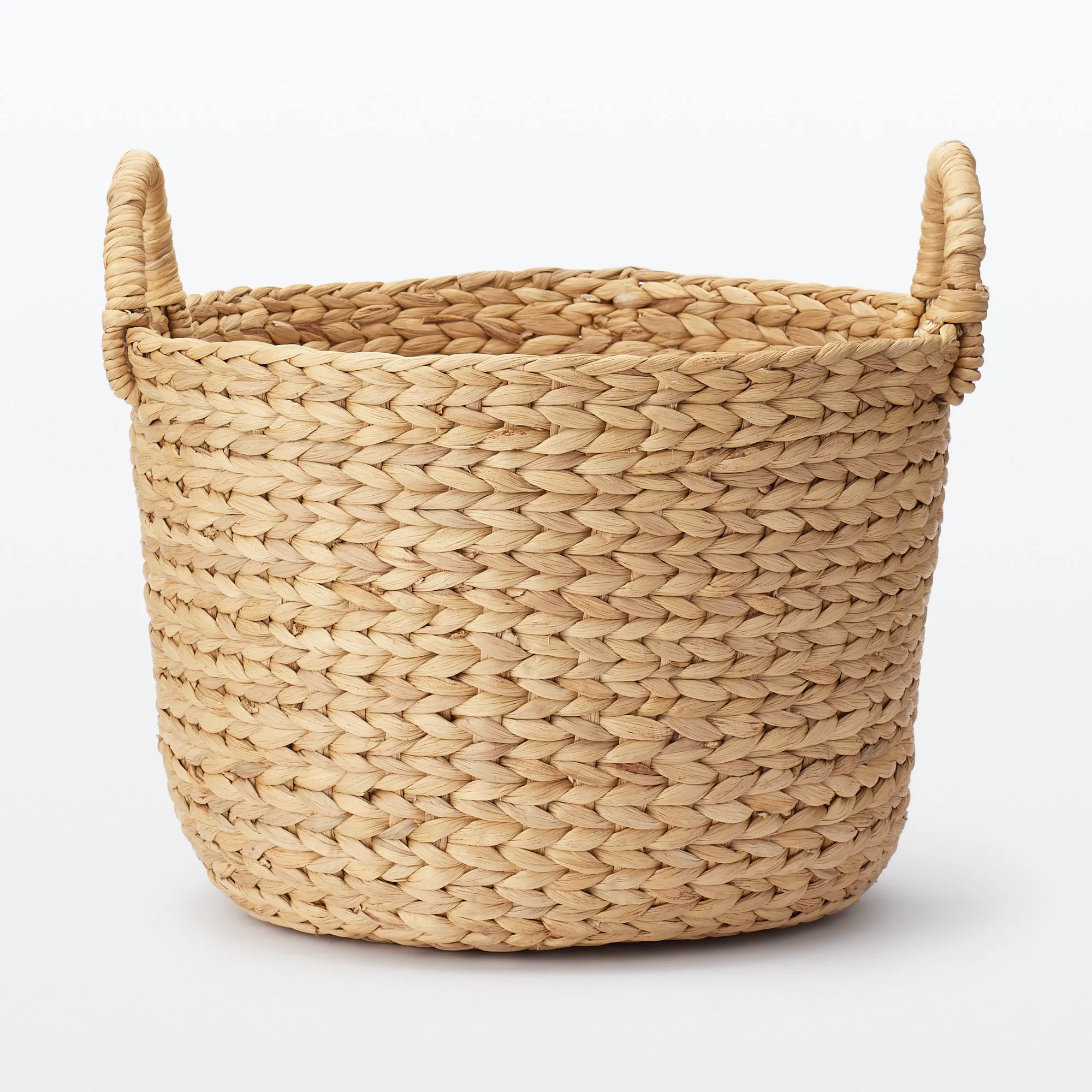 Water Hyacinth Basket with Handles - Round - Small Dia. 37 x H26 cm