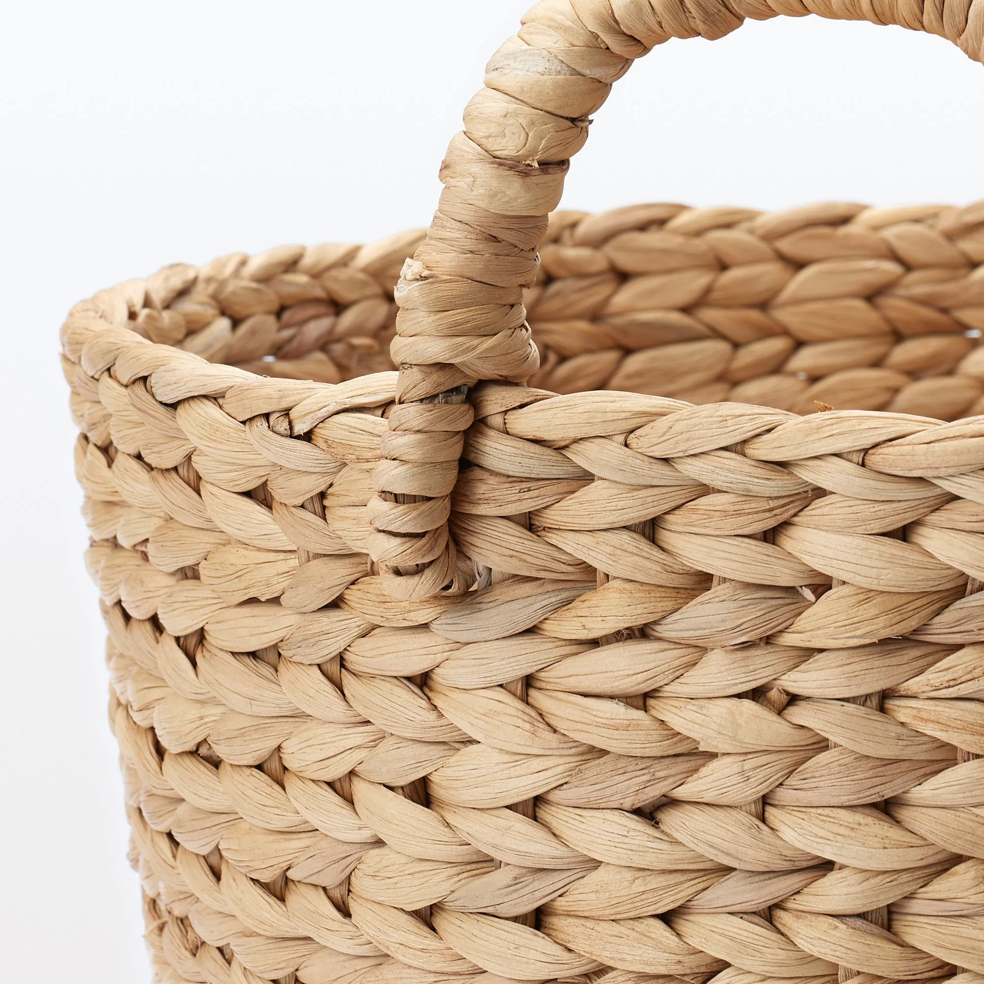 Water Hyacinth Basket with Handles - Round - Small Dia. 37 x H26 cm