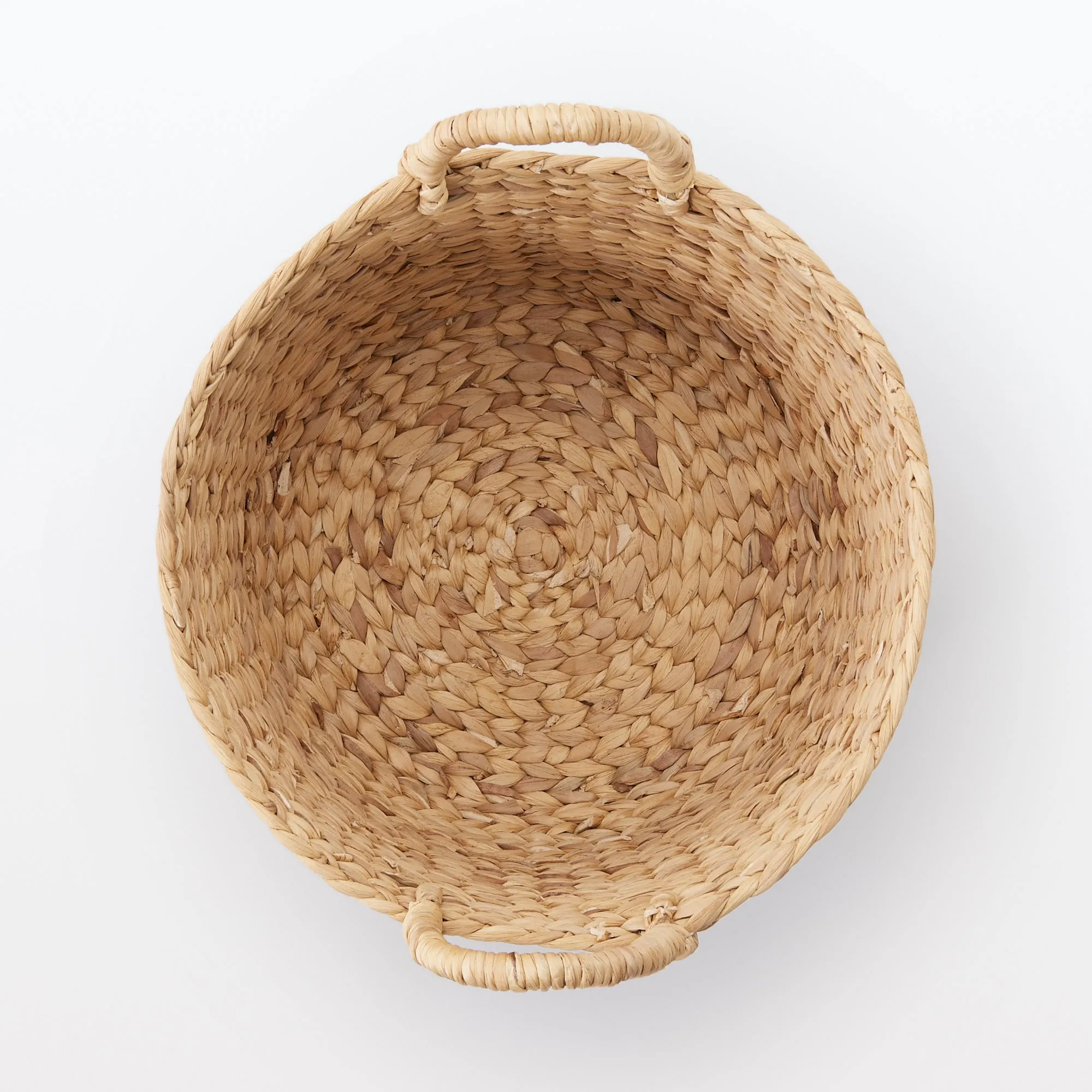 Water Hyacinth Basket with Handles - Round - Small Dia. 37 x H26 cm