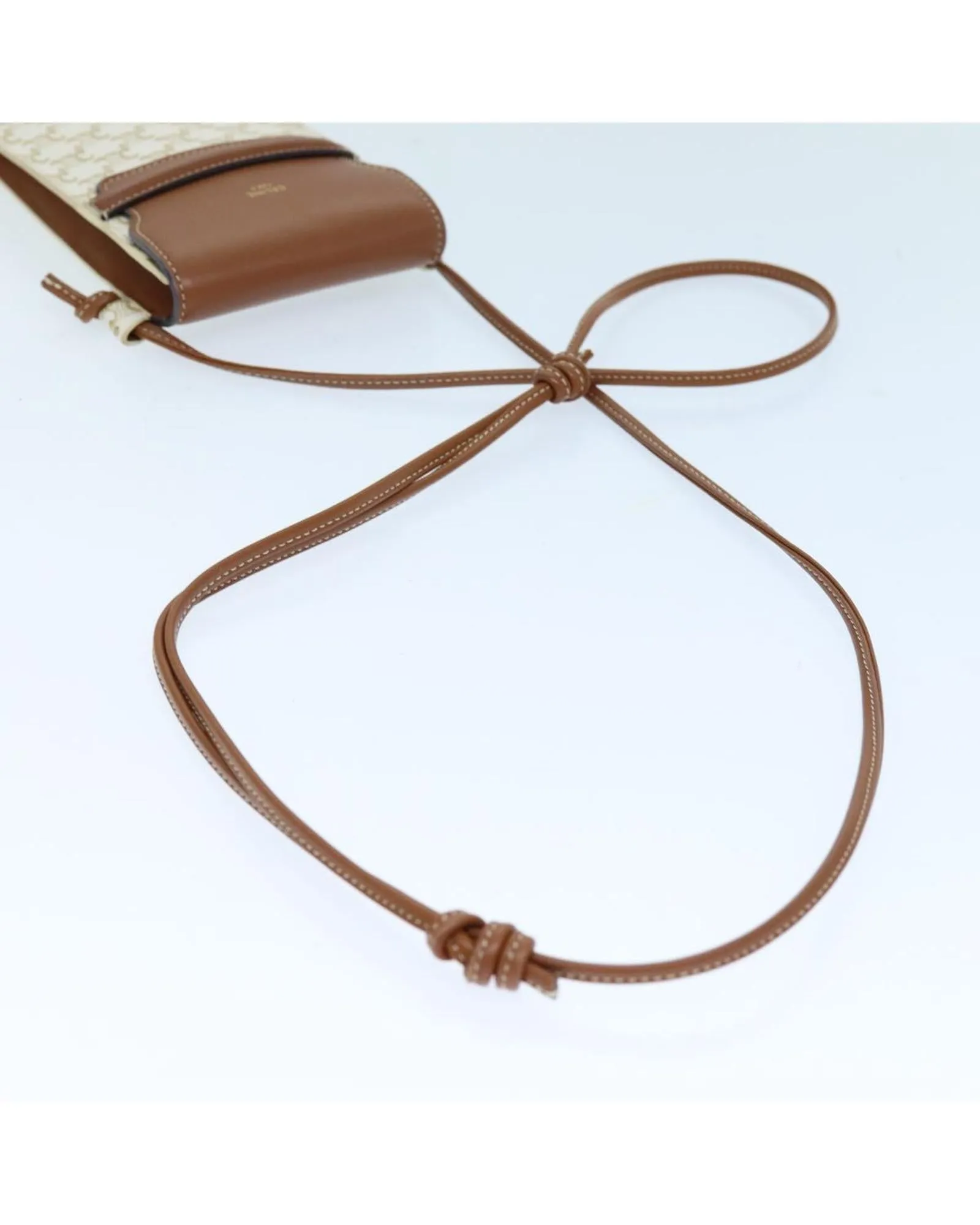 White PVC Leather Triomphe Shoulder Pouch by Celine