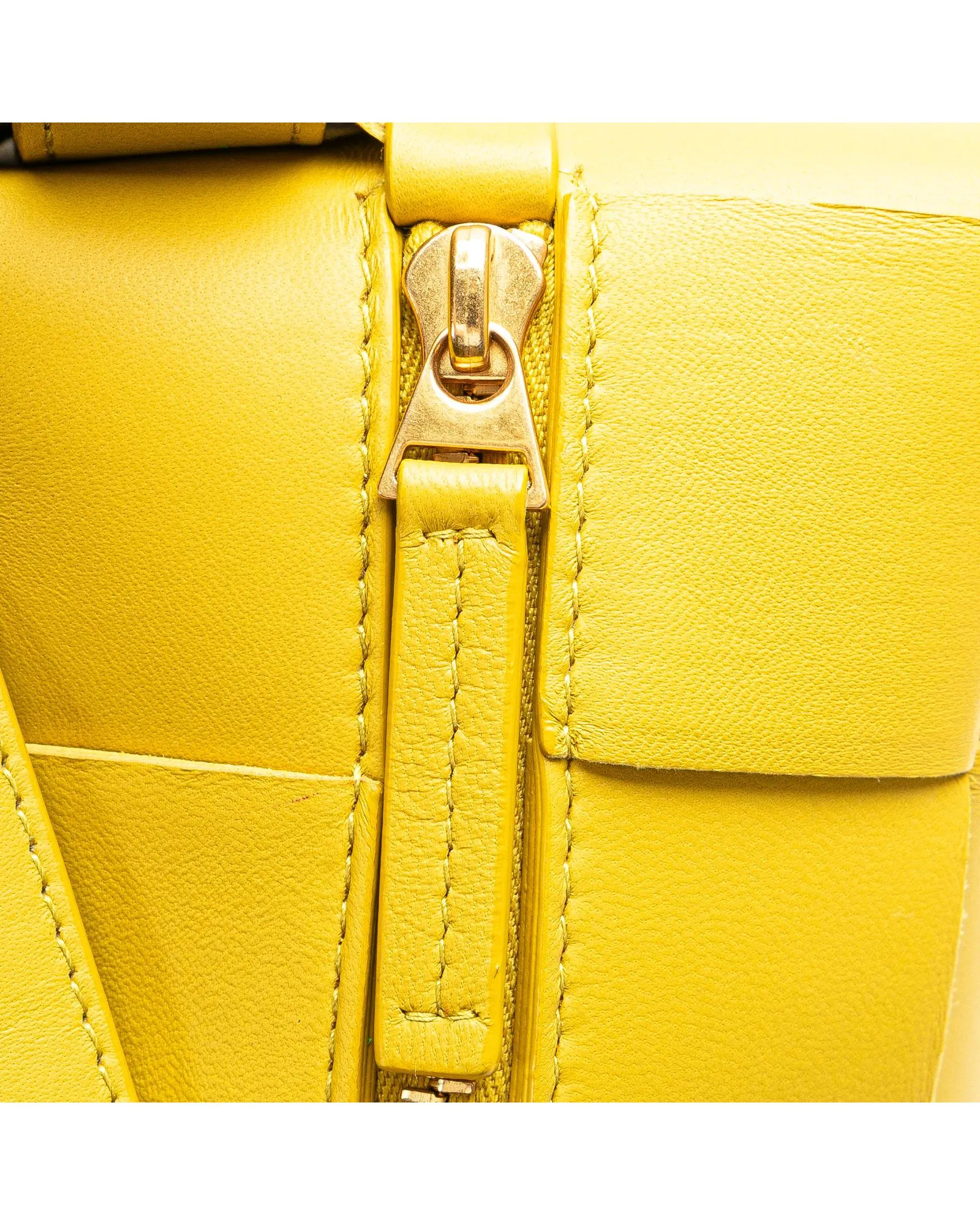 Woven Leather Shoulder Bag with Top Zip Closure