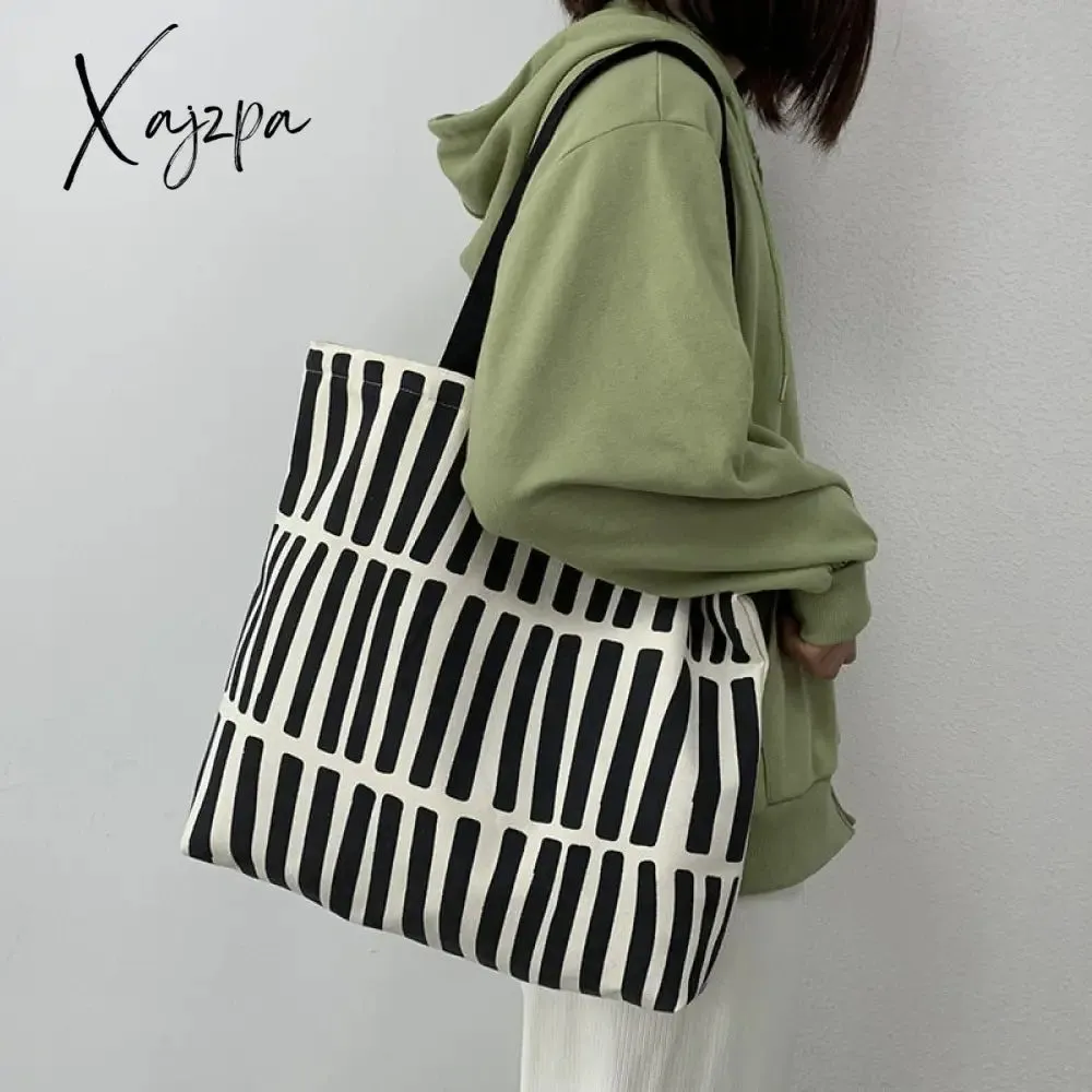 Xajzpa - Women Canvas Tote Bag Fashion Korean Cotton Cloth Eco Reusable Shopping Bags Large Ladies Shoulder Shopper Bag Student Handbags