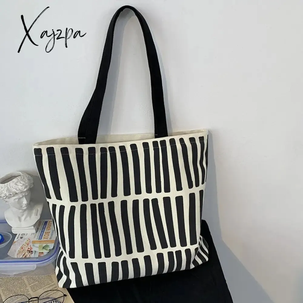 Xajzpa - Women Canvas Tote Bag Fashion Korean Cotton Cloth Eco Reusable Shopping Bags Large Ladies Shoulder Shopper Bag Student Handbags